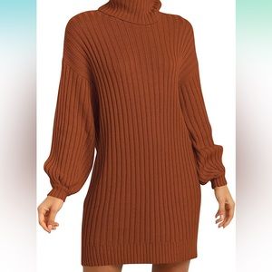 Caramel/Rust turtleneck sweater dress
